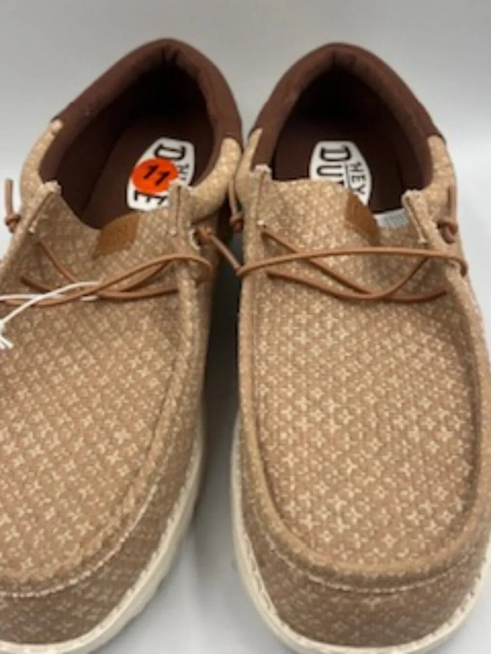 NEW Hey Dude Wally Funk Block Print Slip On Sneakers Men’s 11 Brown NWT